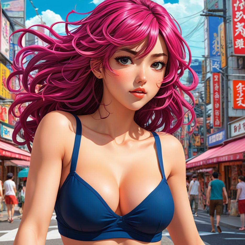 A visually striking transformation scene depicting a vibrant manga panel morphing into a dynamic motion animation frame, showcasing alluring adult anime and erotica themes. The background should feature a blend of traditional and digital artistry, highlighting the evolution from hand-drawn characters to vibrant motion. Include expressive characters with exaggerated features and lush colors that capture the essence of adult animation. Capture a sense of movement and fluidity in the characters' poses. vibrant colors. super-realistic.